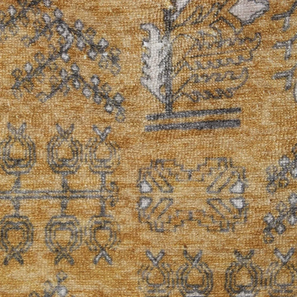 West Elm Tufted Jacquard Pillow Cover – Mustard & Gray Vintage-Inspired Pattern.